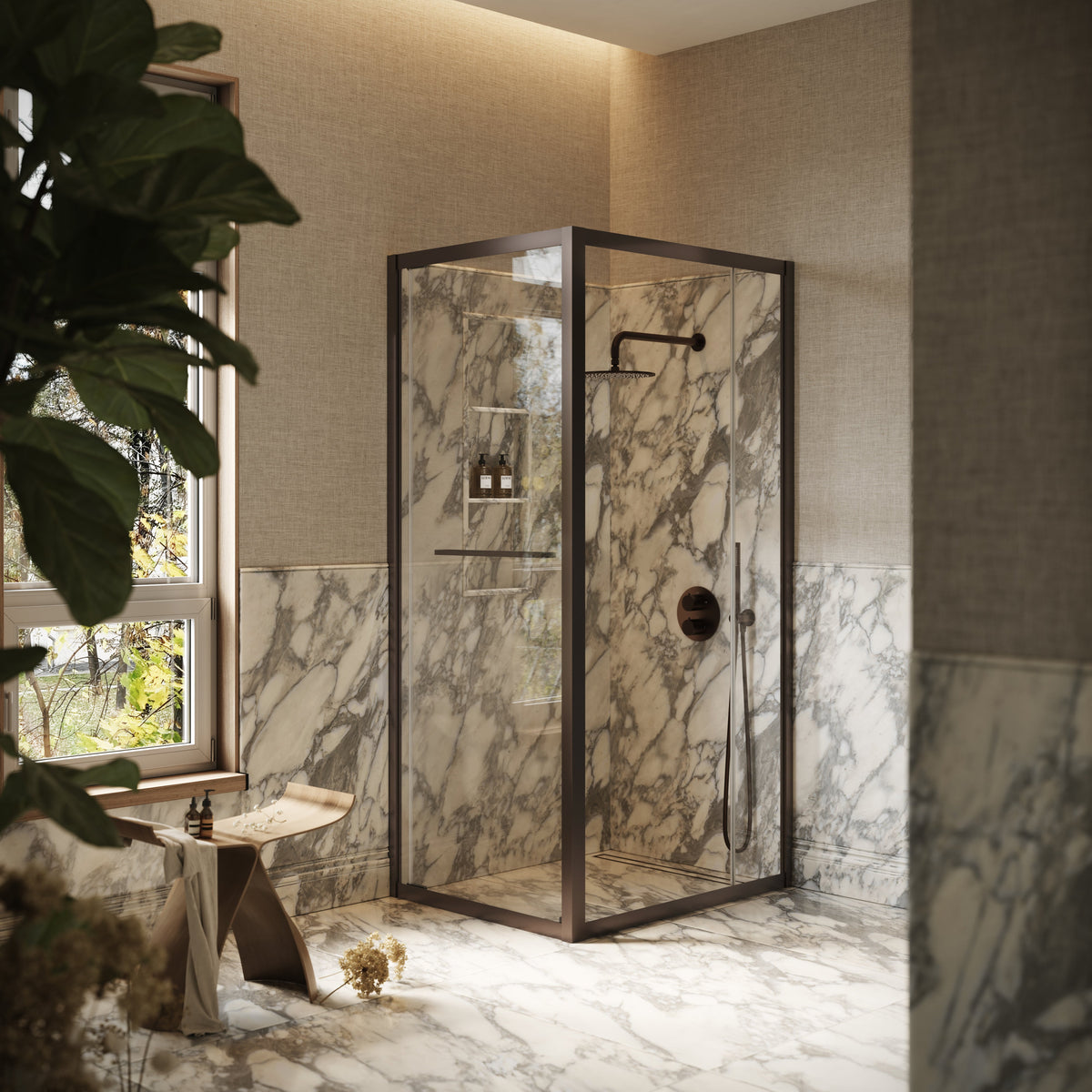 Reve Sidesway Deep Bronze Shower Enclosure 1000 x 800mm