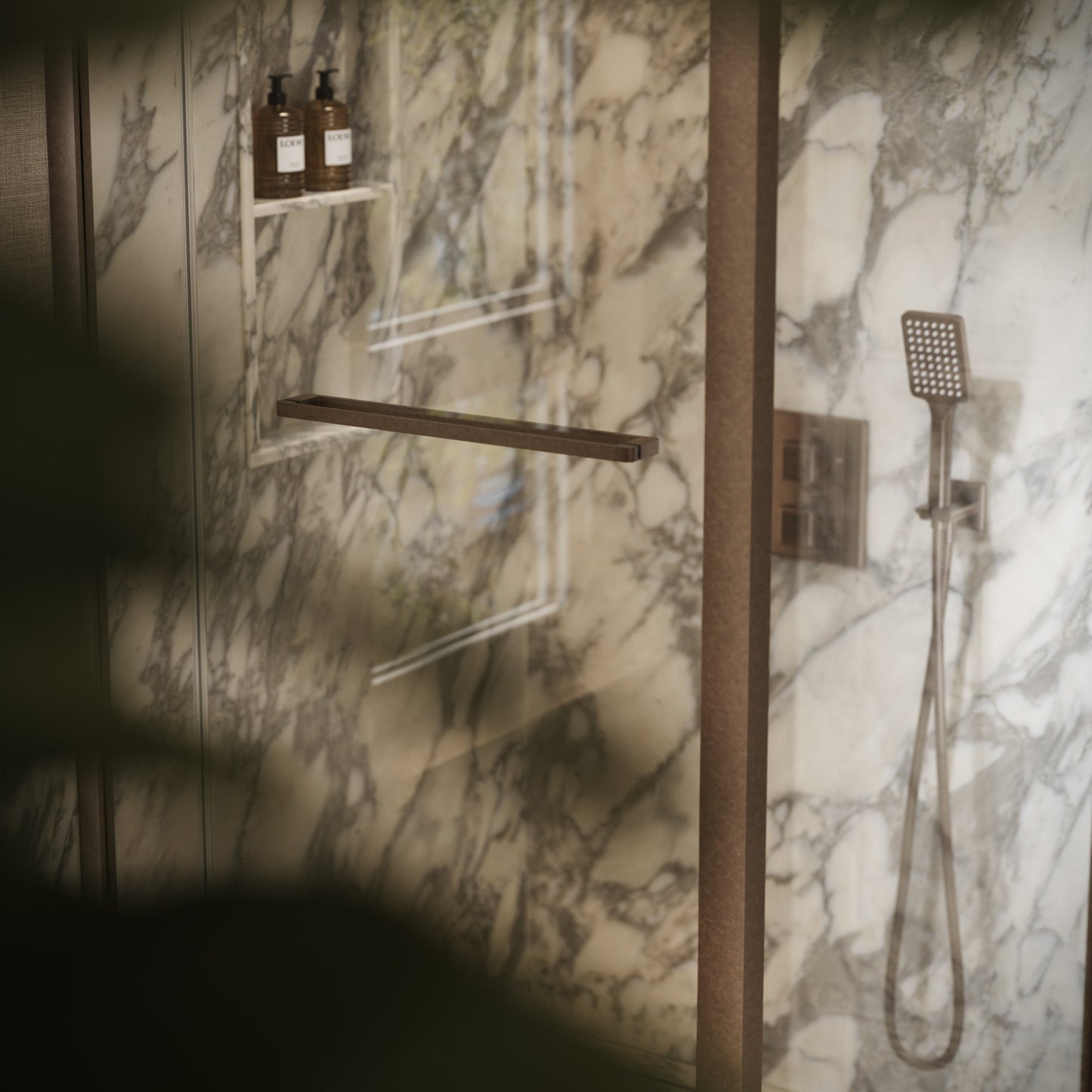 Reve Sidesway Aged Bronze Shower Screen 900mm