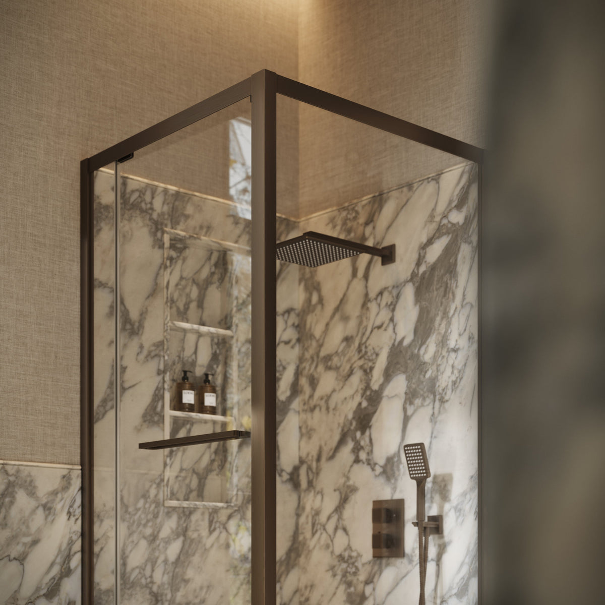Reve Sidesway Brushed Bronze Shower Enclosure 900mm