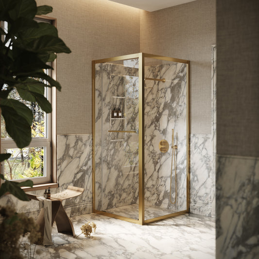 Reve Sidesway Brushed Gold Shower Enclosure 900mm