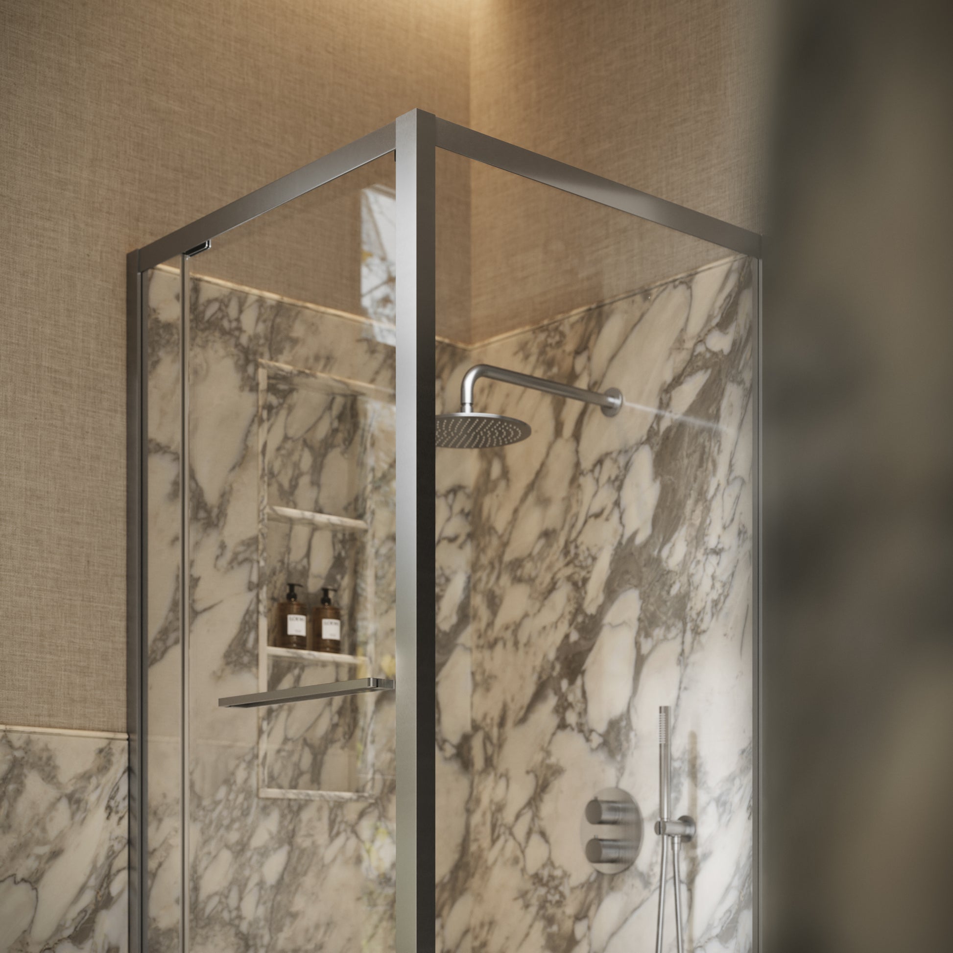Reve Sidesway Brushed Stainless Shower Enclosure 900mm
