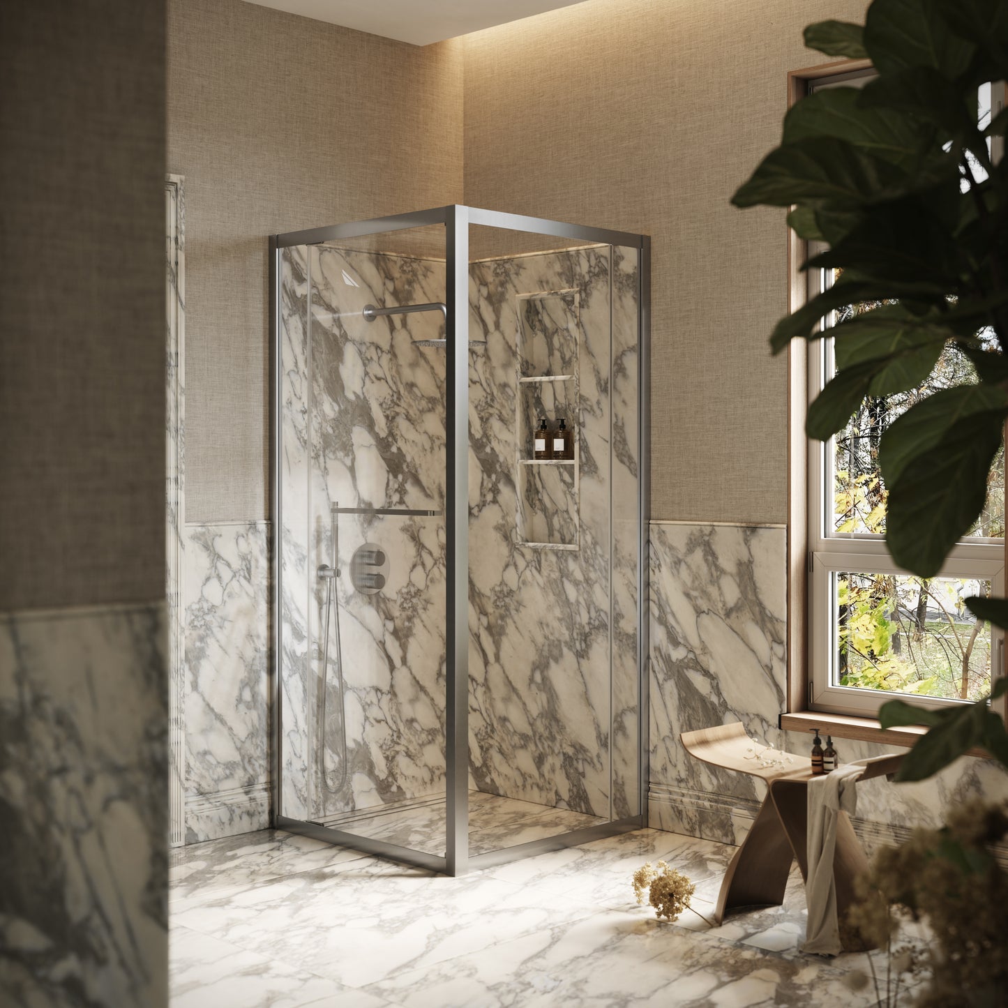 Reve Sidesway Brushed Stainless Shower Enclosure 900mm