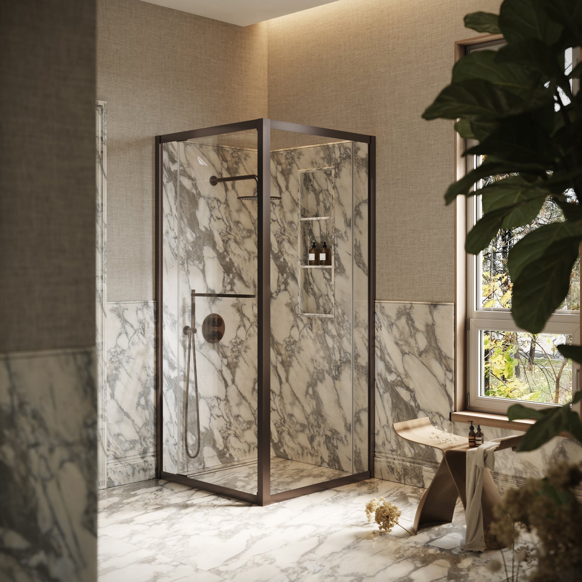 Reve Sidesway Deep Bronze Shower Screen 900mm