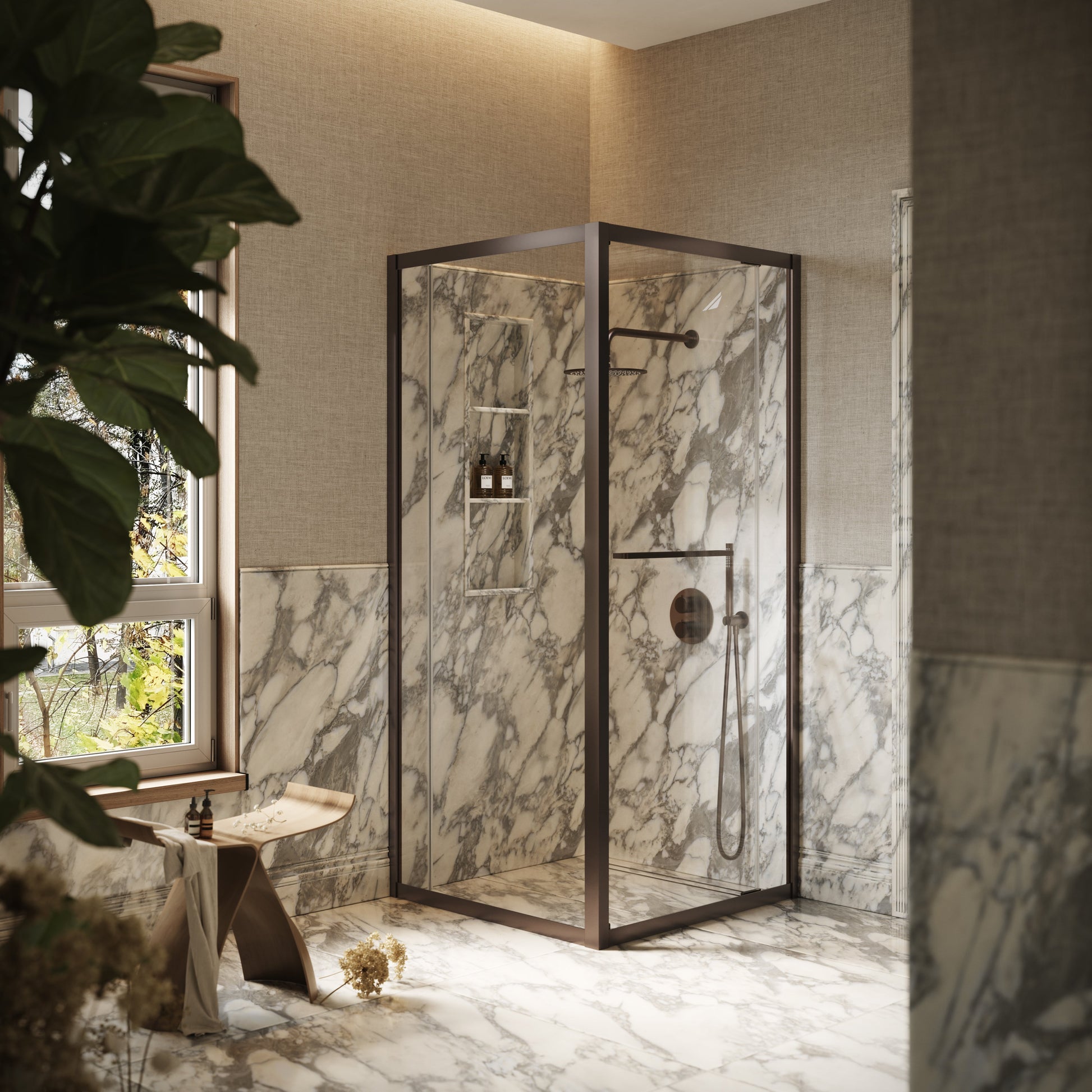 Reve Sidesway Deep Bronze Shower Screen 900mm