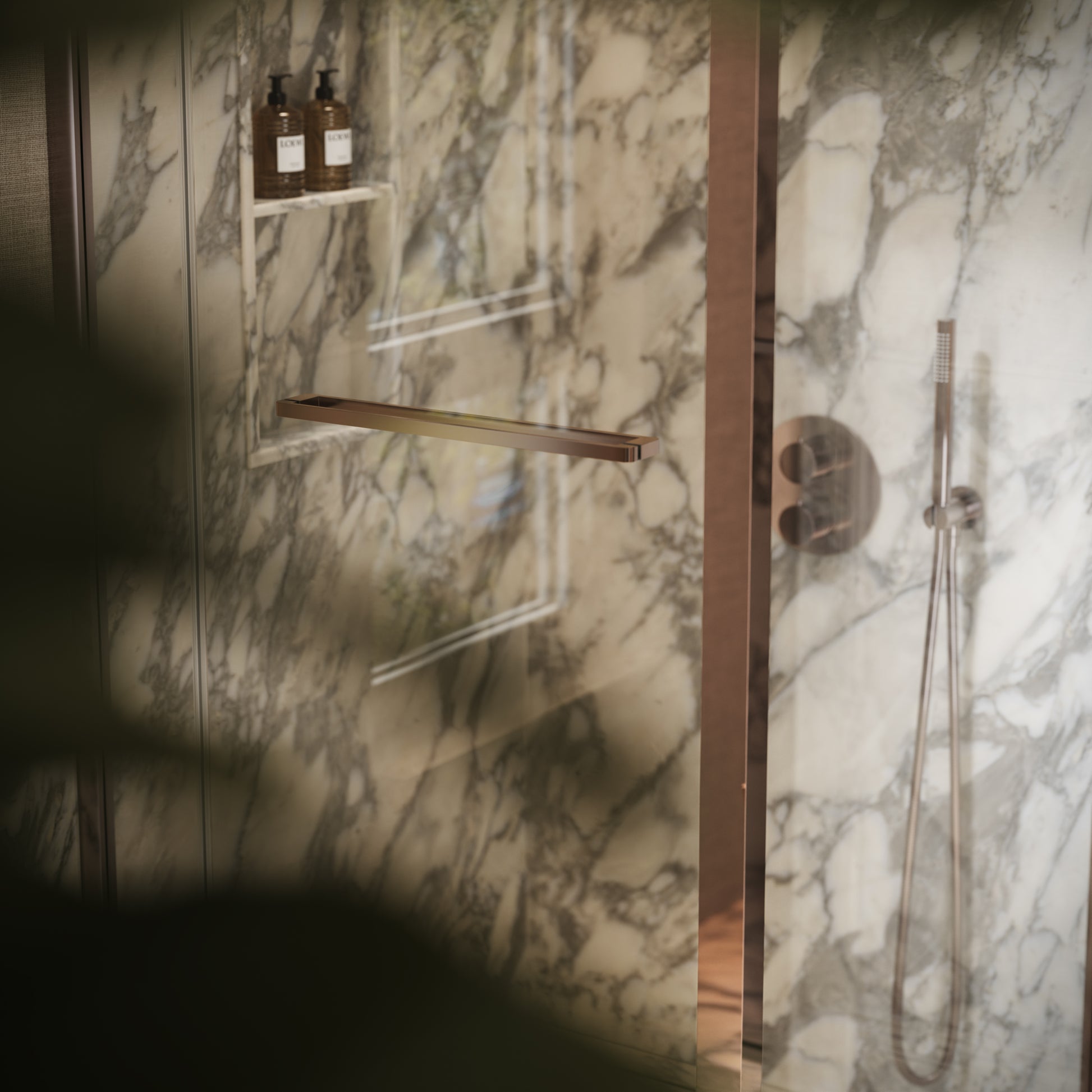 Reve Sidesway Rose Gold Shower Enclosure 900mm