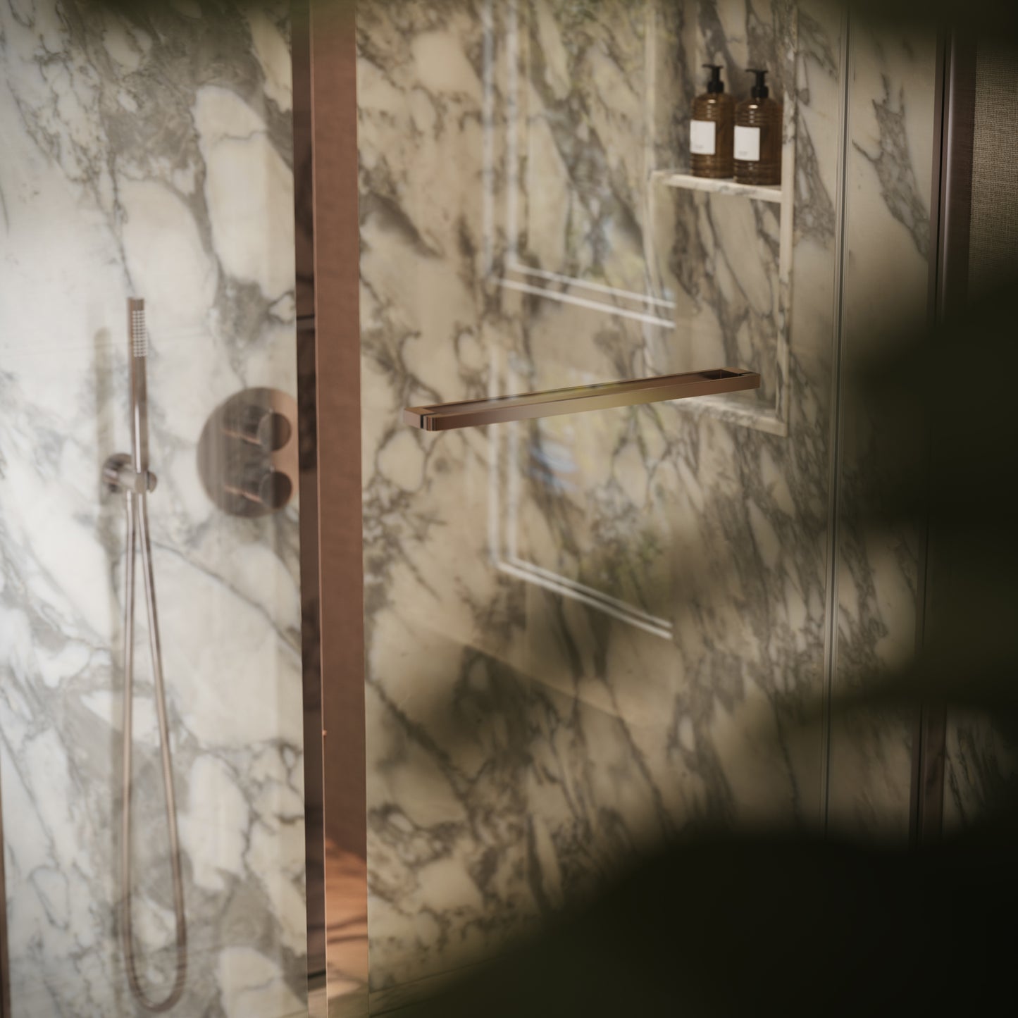 Reve Sidesway Rose Gold Shower Enclosure 900mm