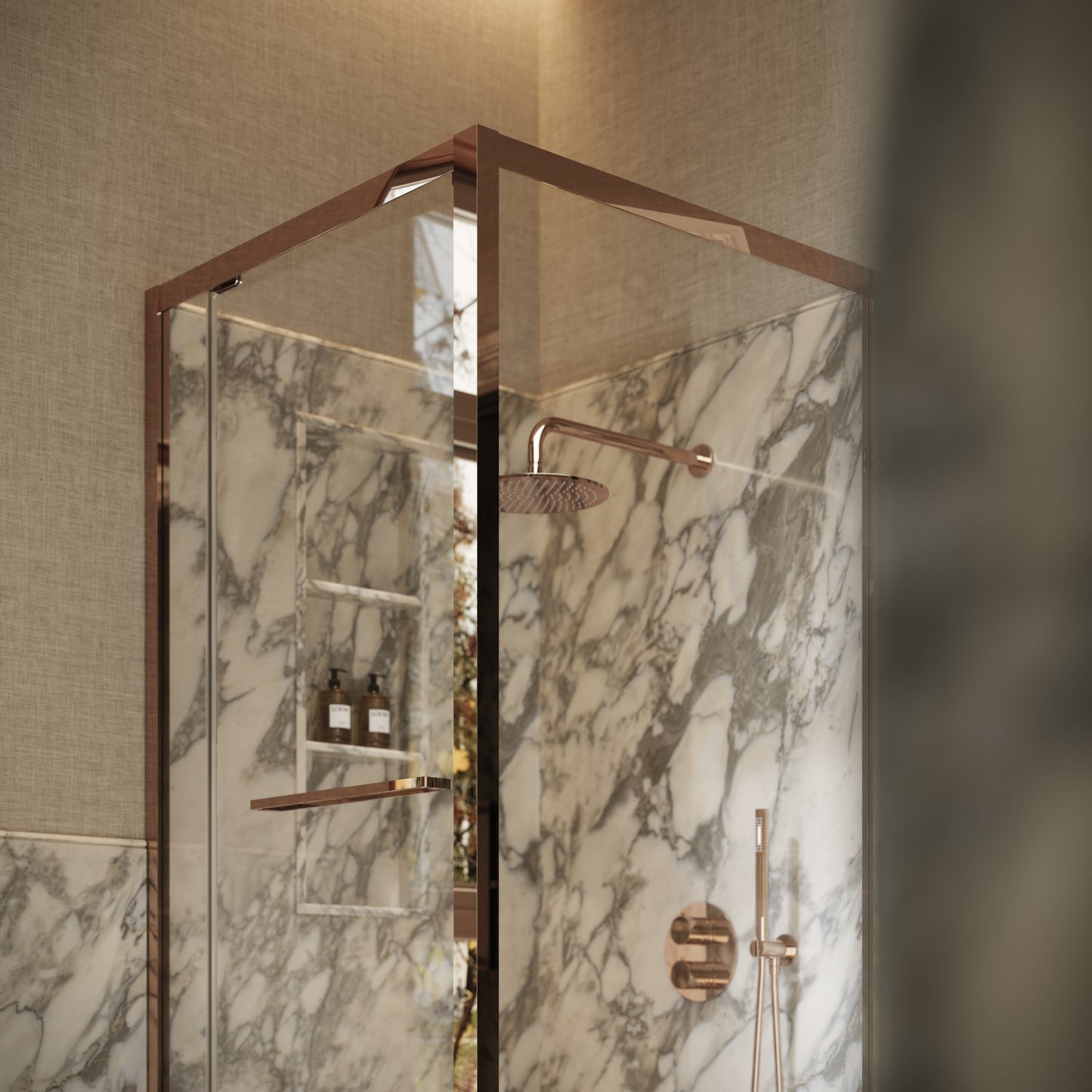 Reve Sidesway Rose Gold Shower Enclosure 900mm