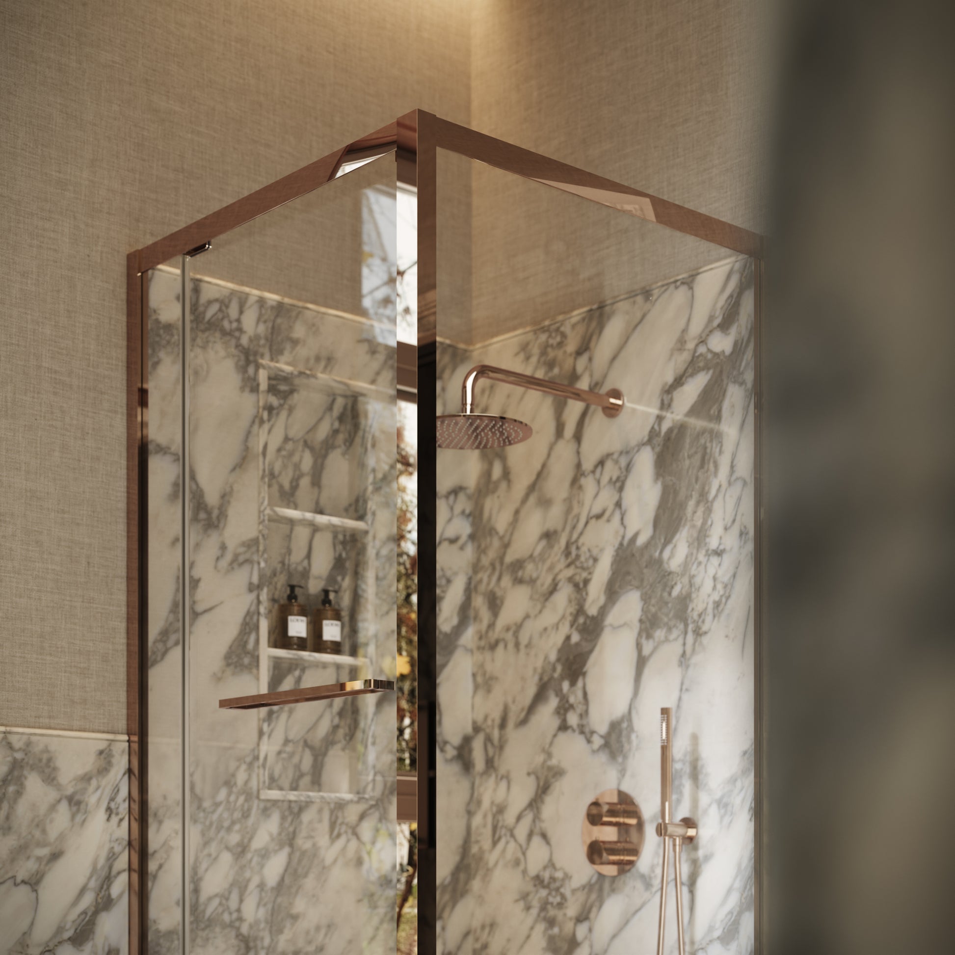 Reve Sidesway Rose Gold Shower Enclosure 900mm