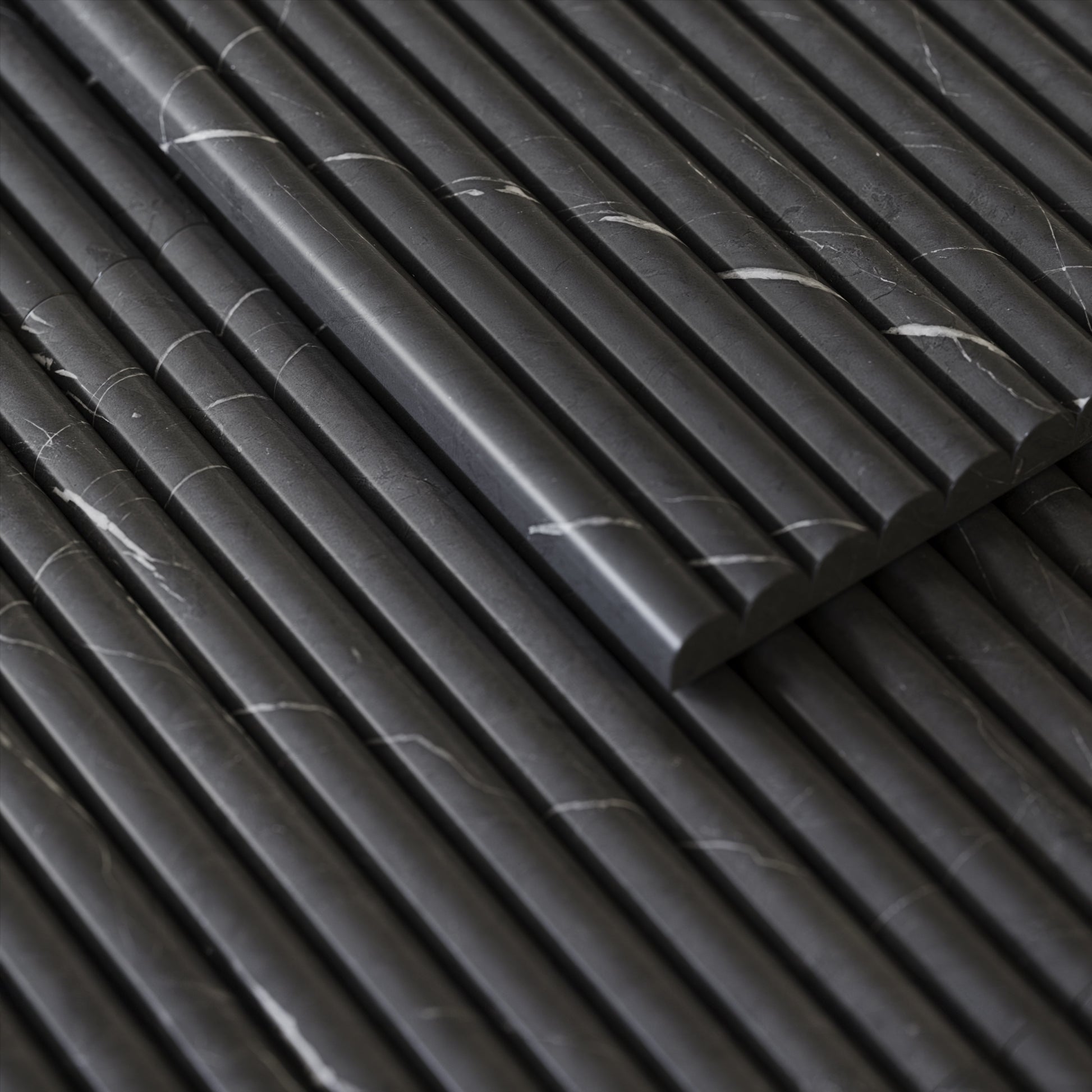 Romano Fluted Pietra Grey Marble Mosaic Tile Sample