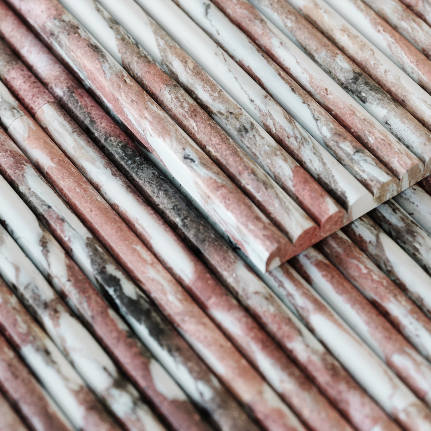 Romano Fluted Rosa Norwegian Marble Mosaic Tile Sample