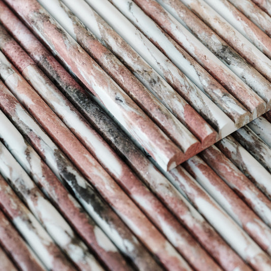 Romano Fluted Rosa Norwegian Marble Mosaic Tile Sample