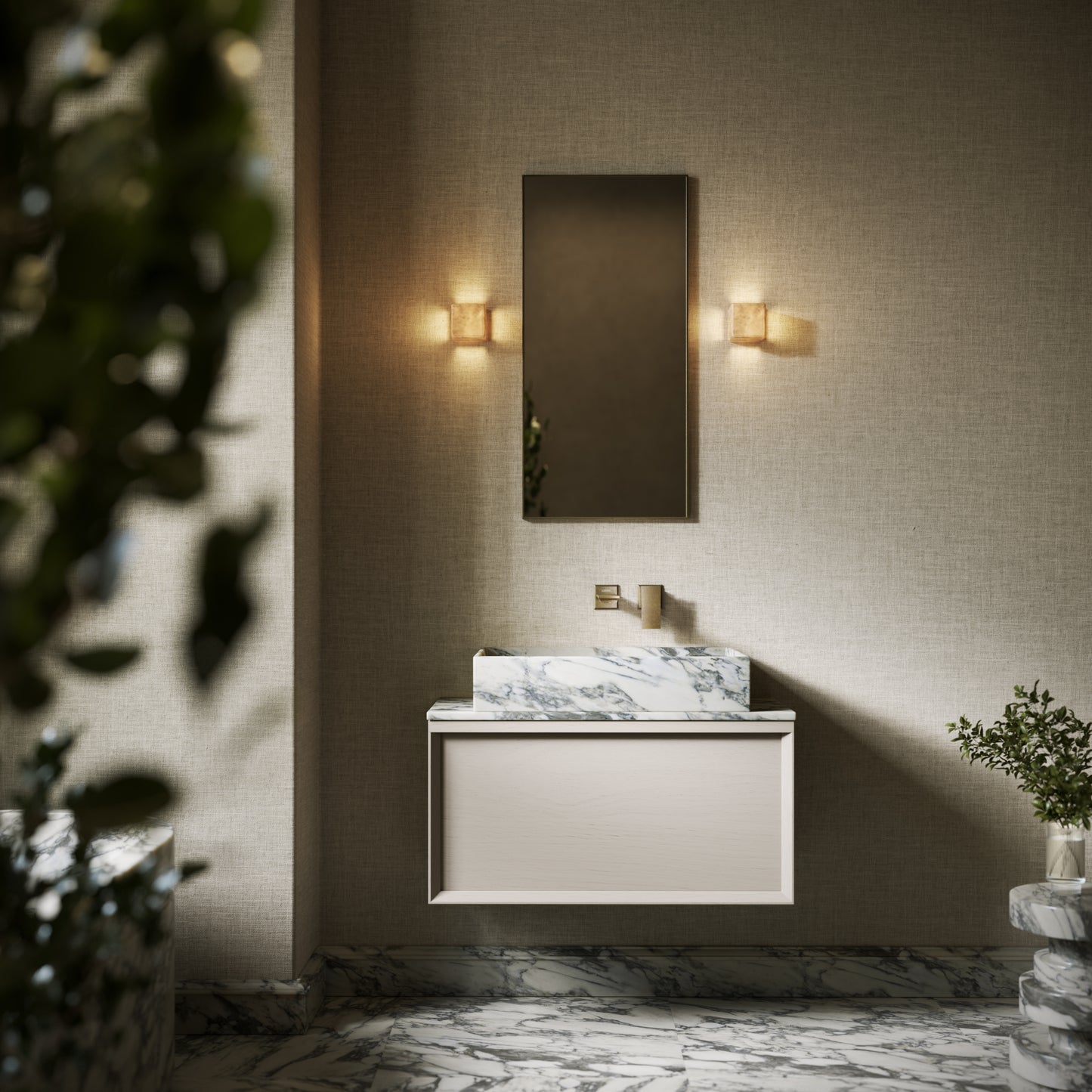 Sasso Arabescato Marble Countertop Basin 600mm