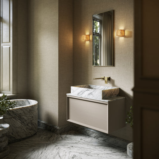 Sasso Carrara Marble Countertop Basin 600mm