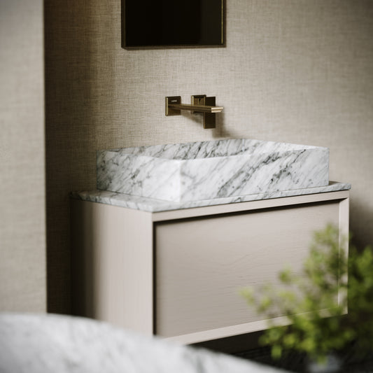 Sasso Carrara Marble Countertop Basin 600mm