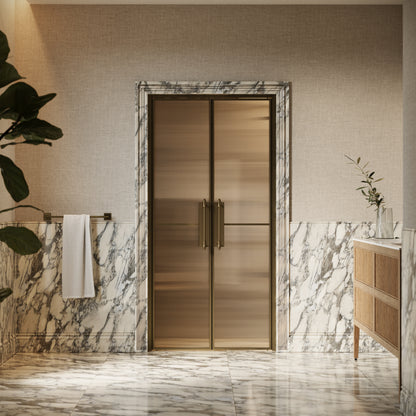 Scanalato Aged Bronze Double Fluted Shower Door - All Sizes