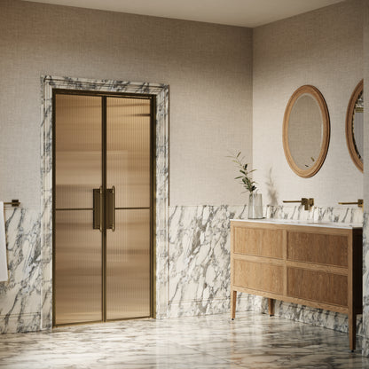 Scanalato Aged Bronze Double Fluted Shower Door - All Sizes