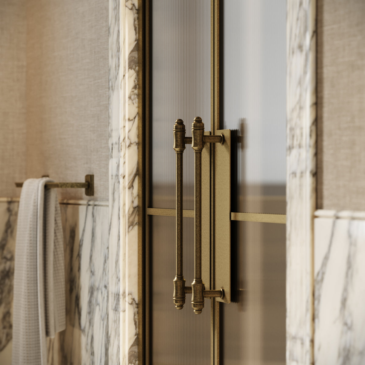 Scanalato Aged Bronze Double Fluted Shower Door - All Sizes