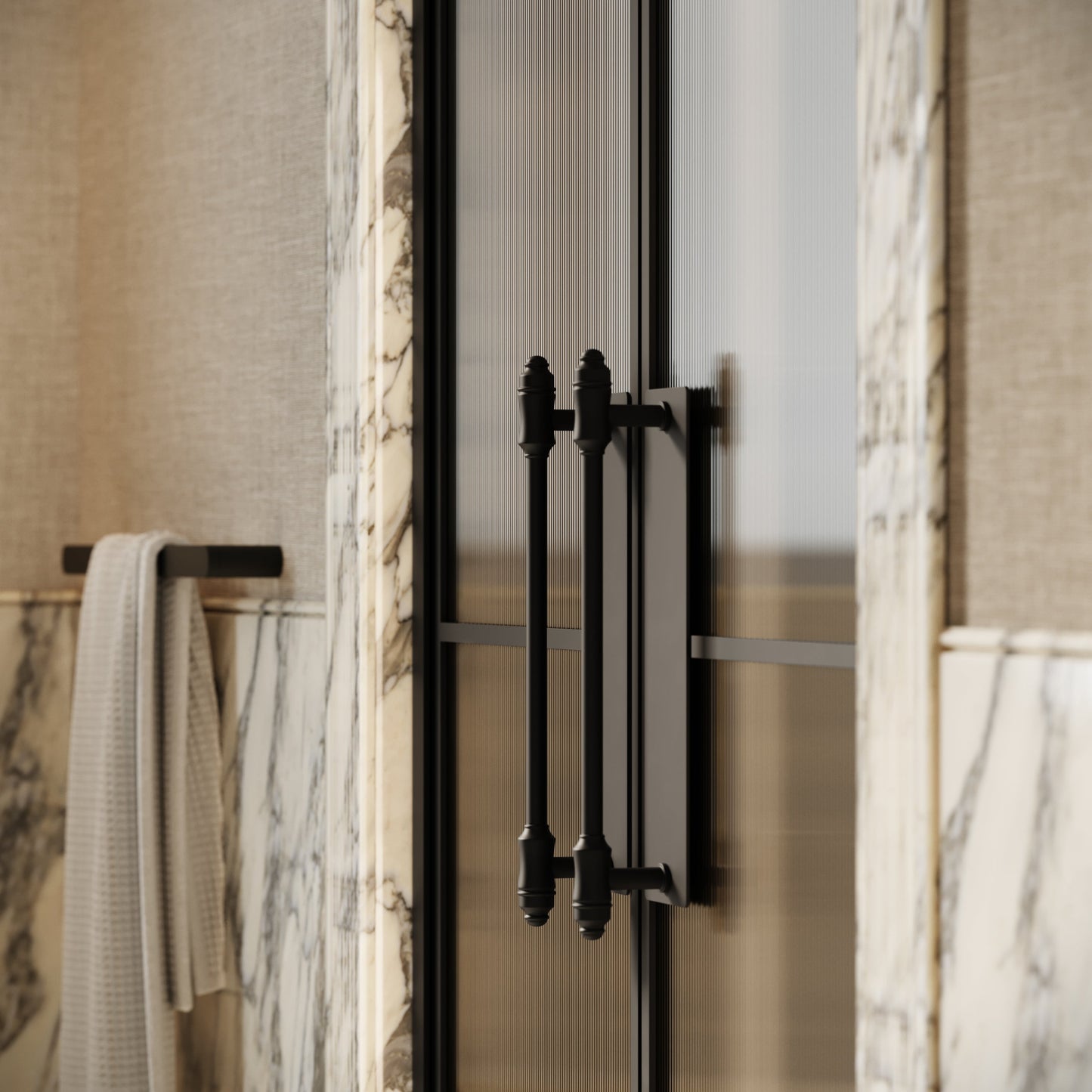 Scanalato Matte Black Double Fluted Shower Door - All Sizes