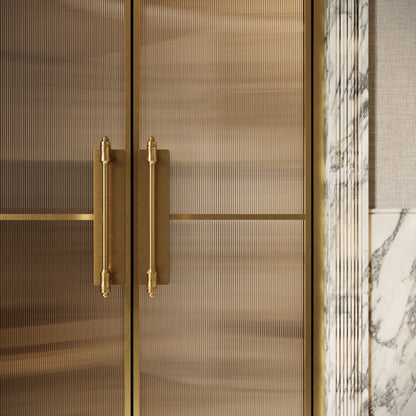 Scanalato Brushed Gold Double Fluted Shower Door - All Sizes