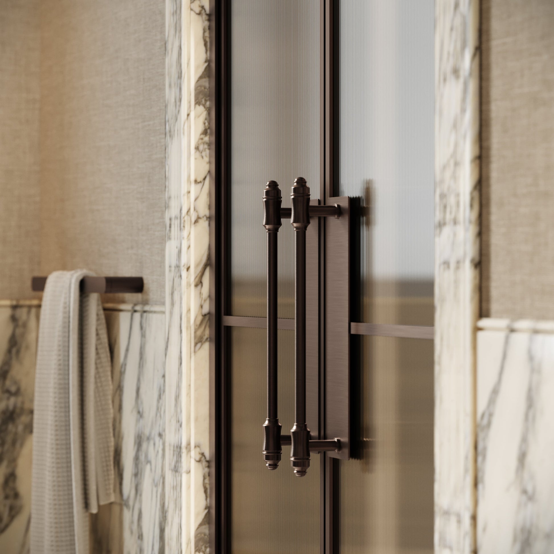 Scanalato Deep Bronze Double Fluted Shower Door - All Sizes