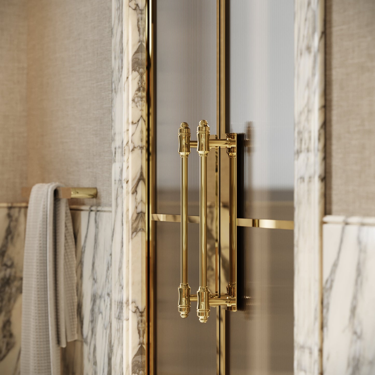 Scanalato Polished Brass Double Fluted Shower Door - All Sizes