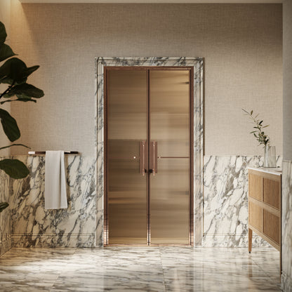 Scanalato Rose Gold Double Fluted Shower Door - All Sizes