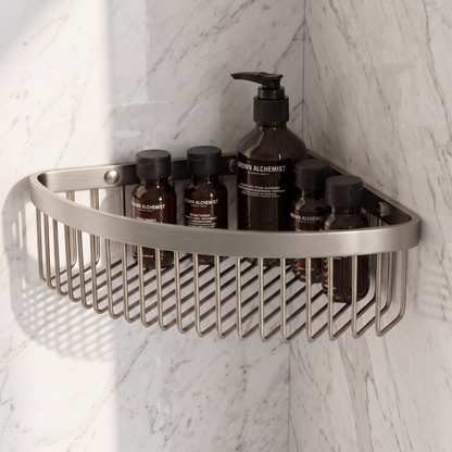Eton Polished Nickel Corner Shower Storage Basket