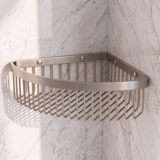 Eton Polished Nickel Corner Shower Storage Basket