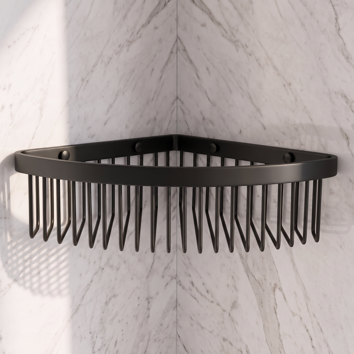 Luxe Matte Black Corner Shower Storage Basket