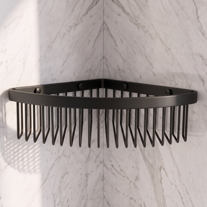 Luxe Matte Black Corner Shower Storage Basket