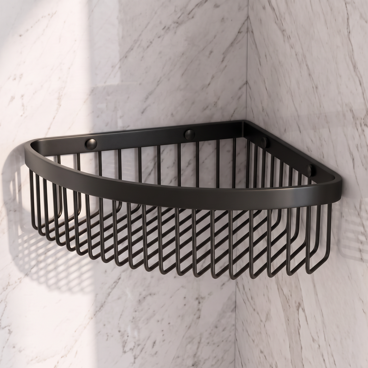 Luxe Matte Black Corner Shower Storage Basket