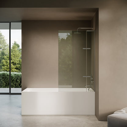 Doccia Brushed Stainless Frameless Folding Bath Shower Screen 900mm