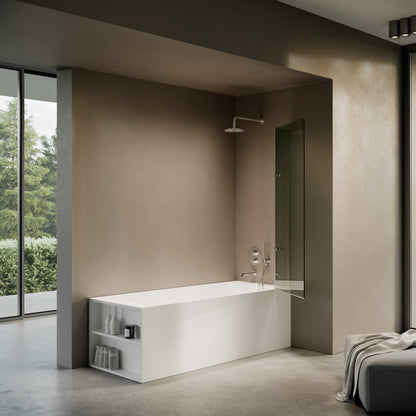 Doccia Brushed Stainless Frameless Folding Bath Shower Screen 900mm