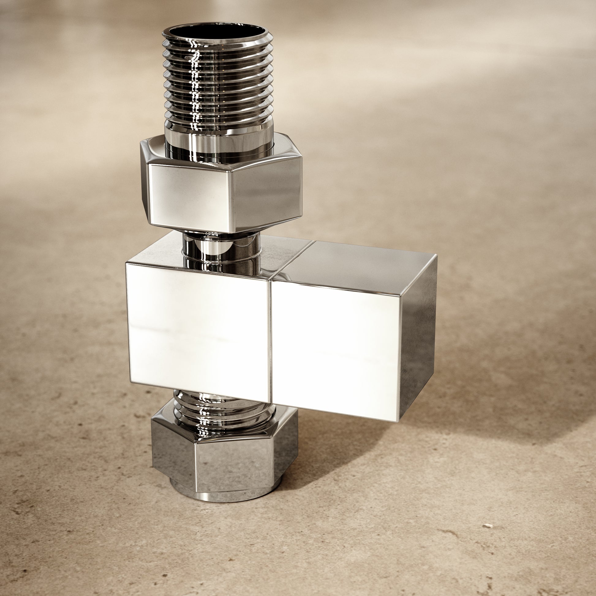 Chrome Square Straight Radiator Valves - LUSSO