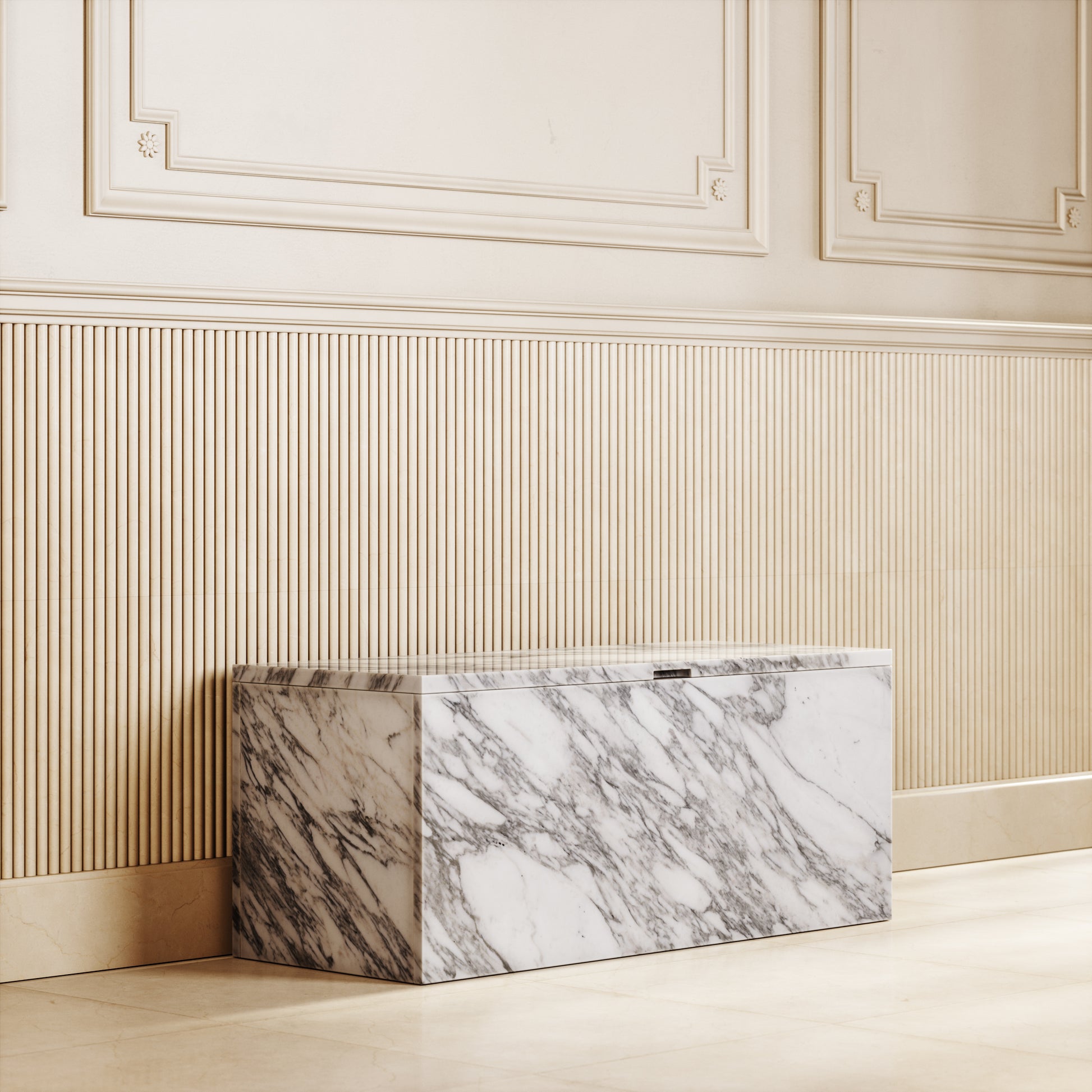 Arabescato Marble Ottoman Storage Box 1000mm