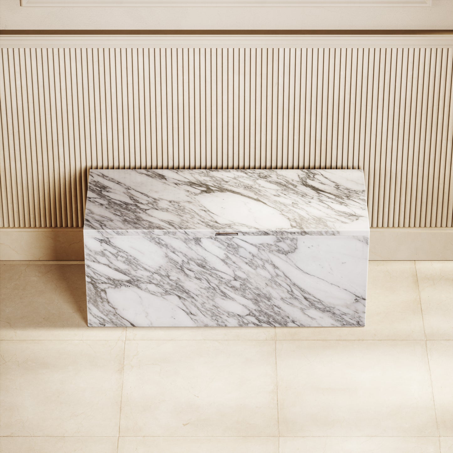 Arabescato Marble Ottoman Storage Box 1000mm