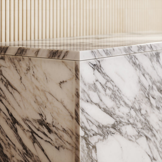 Arabescato Marble Ottoman Storage Box 1000mm