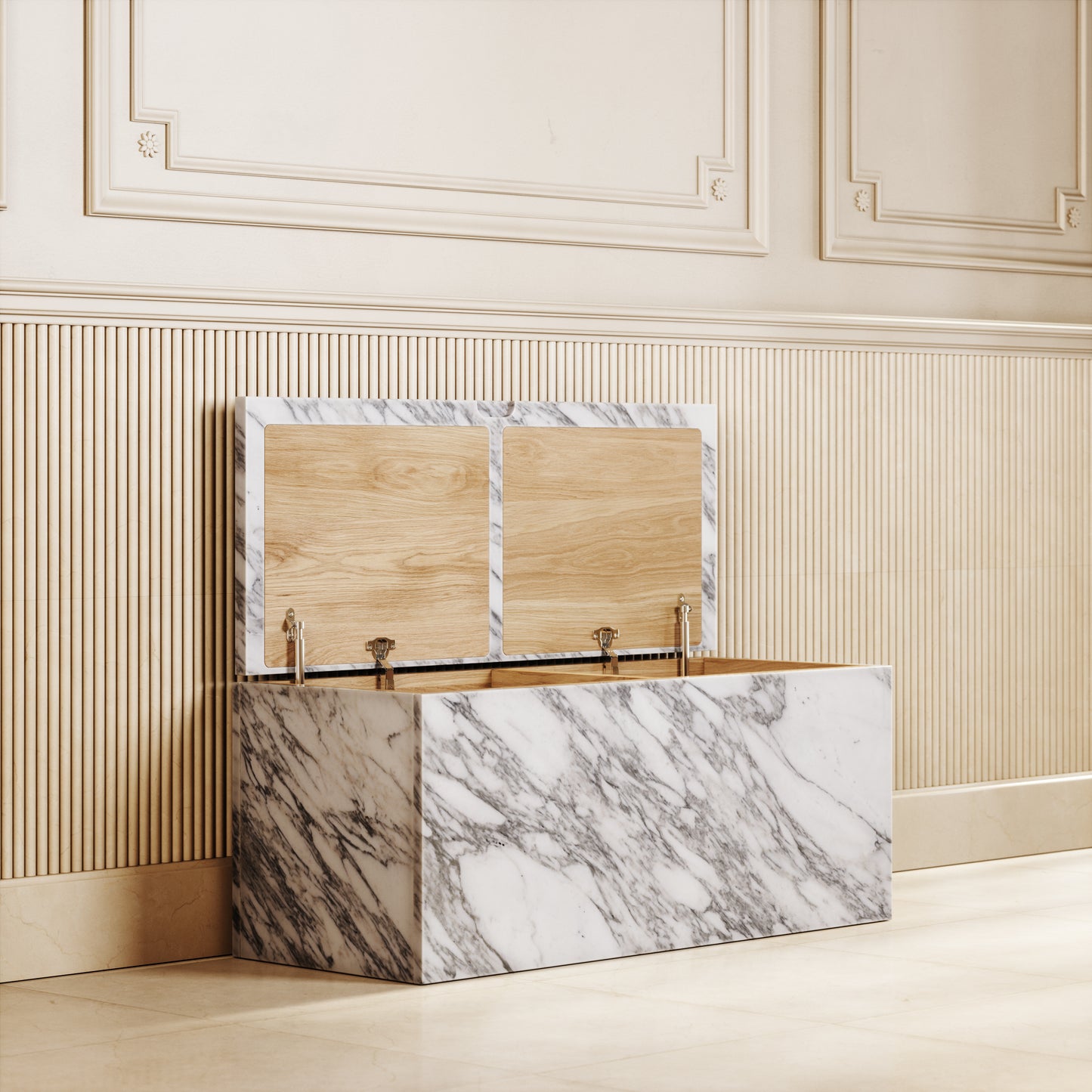 Arabescato Marble Ottoman Storage Box 1000mm