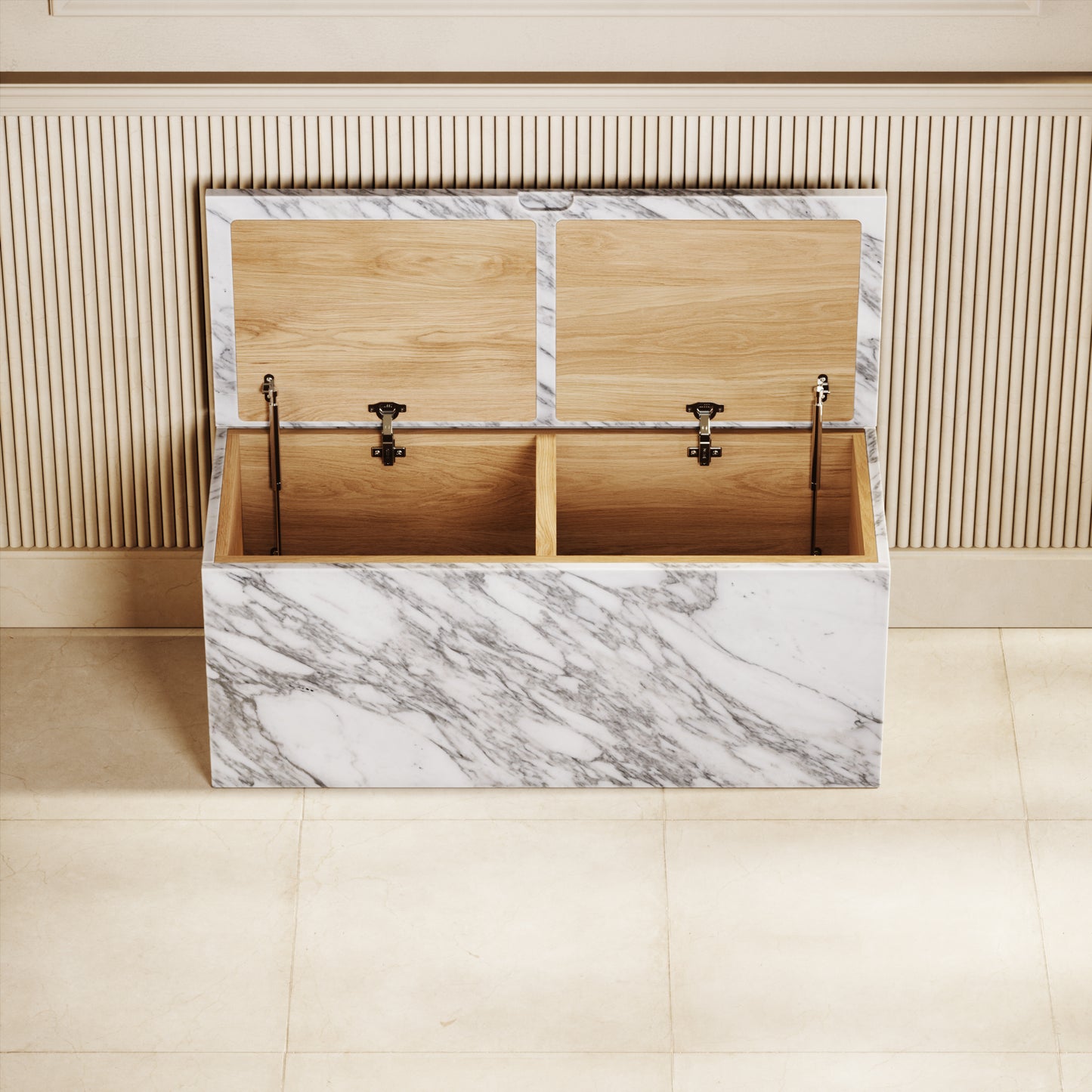 Arabescato Marble Ottoman Storage Box 1000mm