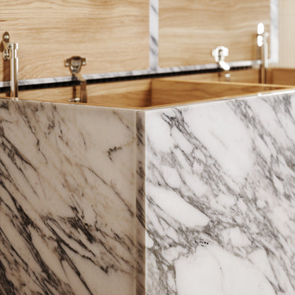 Arabescato Marble Ottoman Storage Box 1000mm