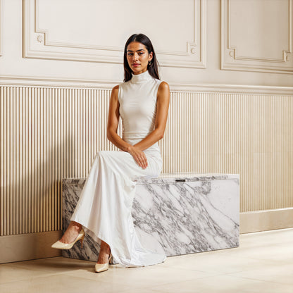 Arabescato Marble Ottoman Storage Box 1000mm