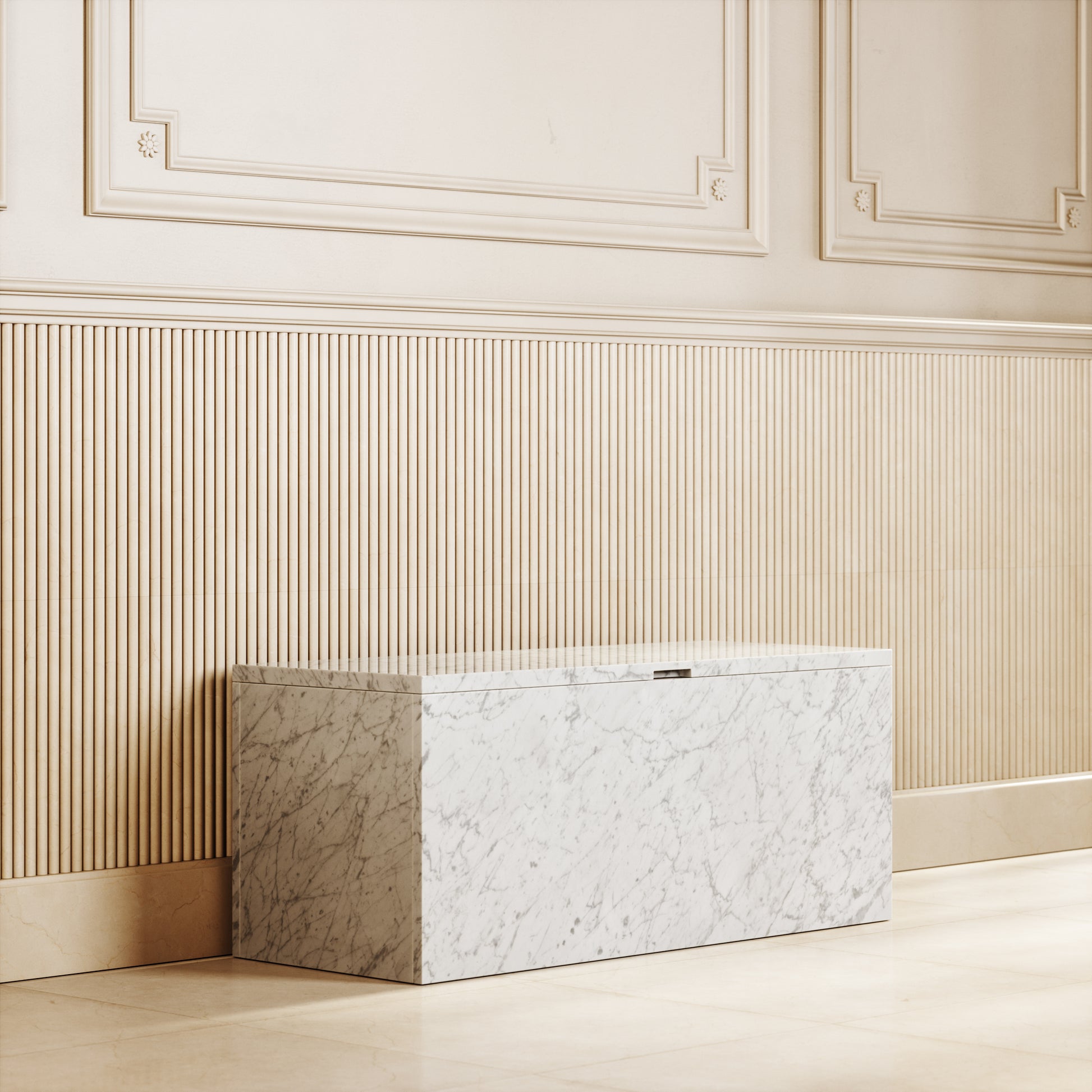 Carrara Marble Ottoman Storage Box 1000mm