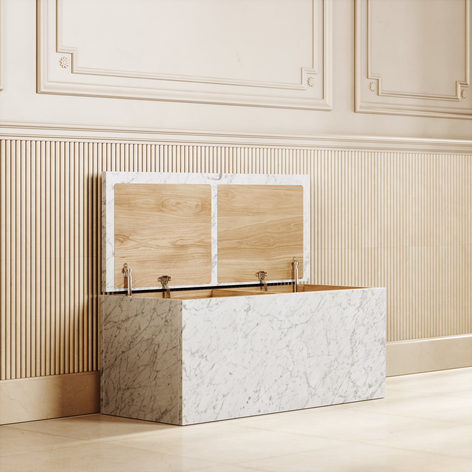 Carrara Marble Ottoman Storage Box 1000mm