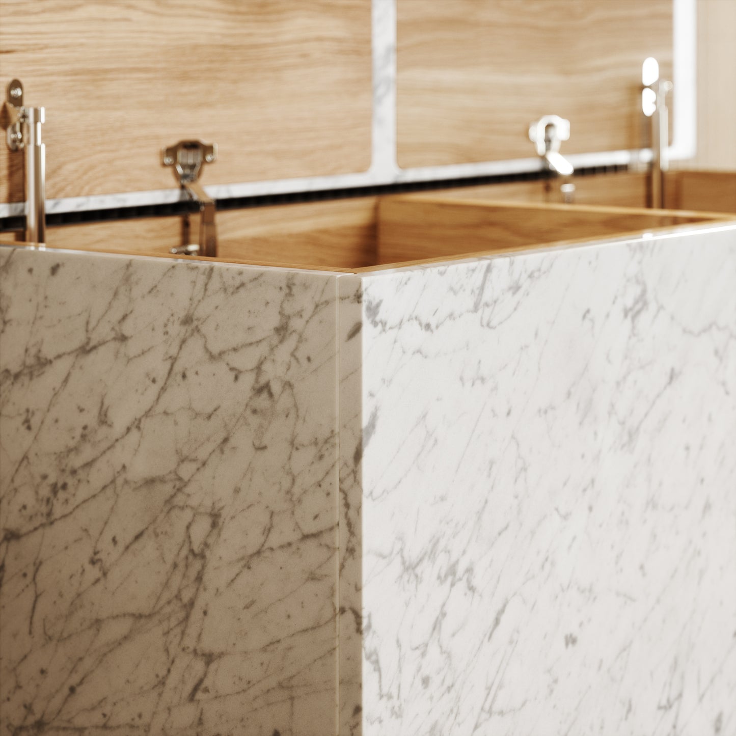 Carrara Marble Ottoman Storage Box 1000mm