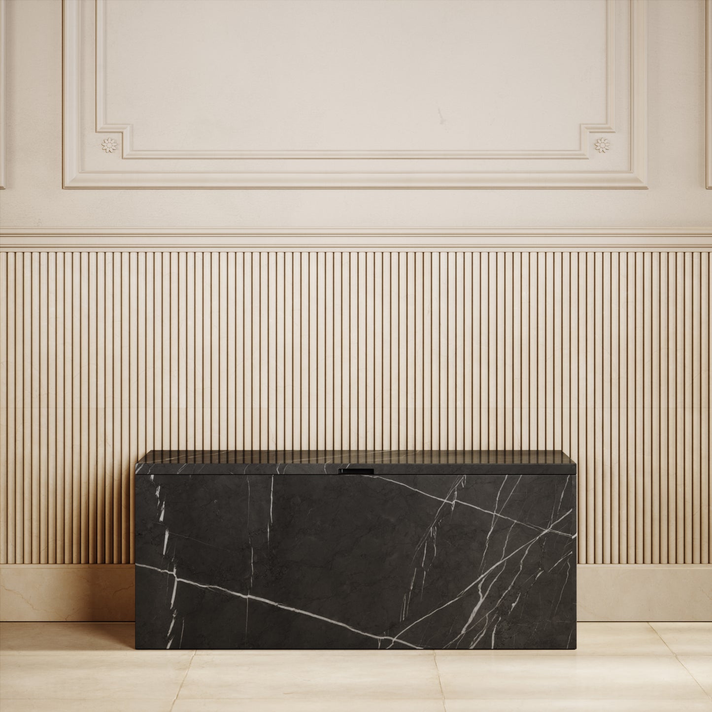 Pietra Grey Marble Ottoman Storage Box 1000mm