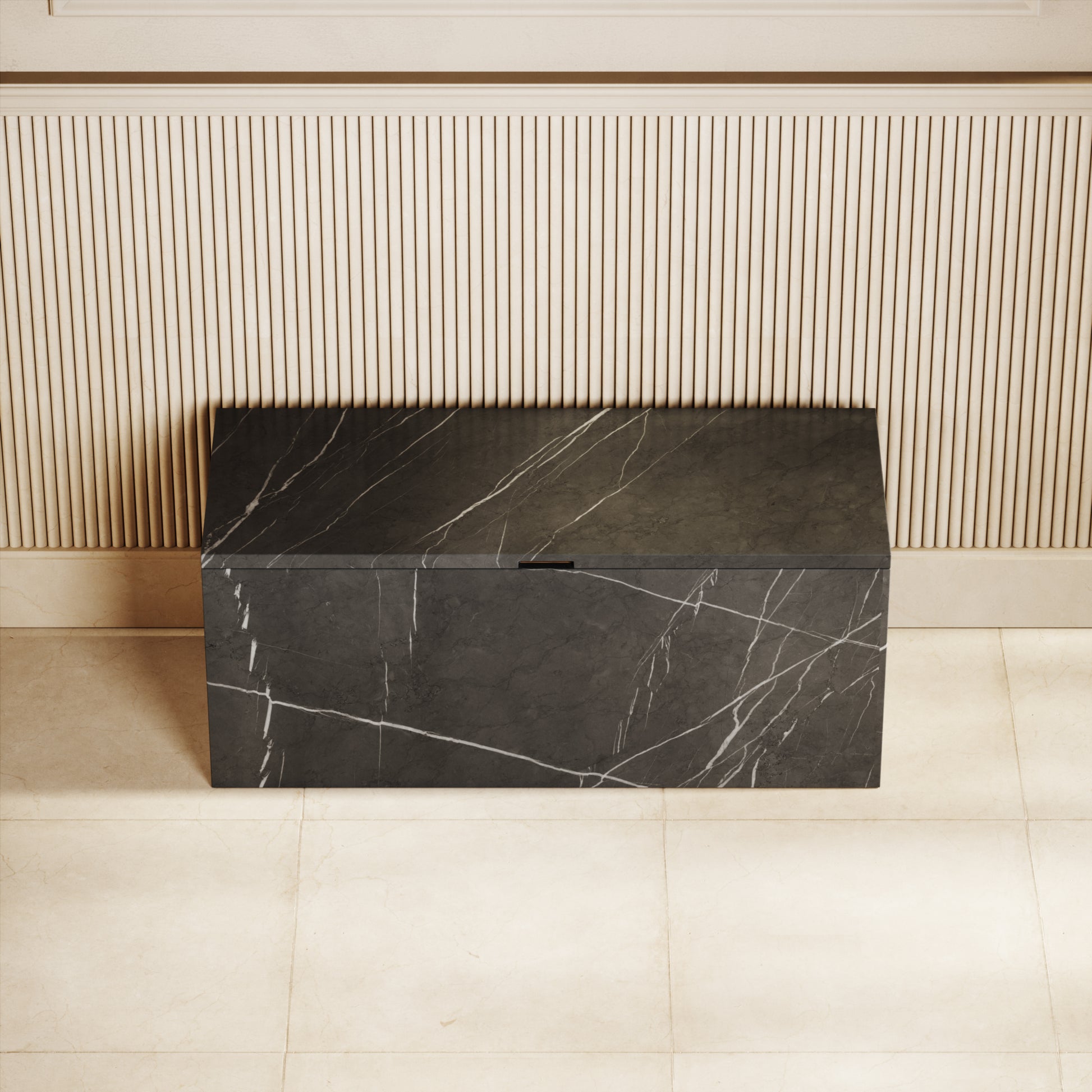 Pietra Grey Marble Ottoman Storage Box 1000mm