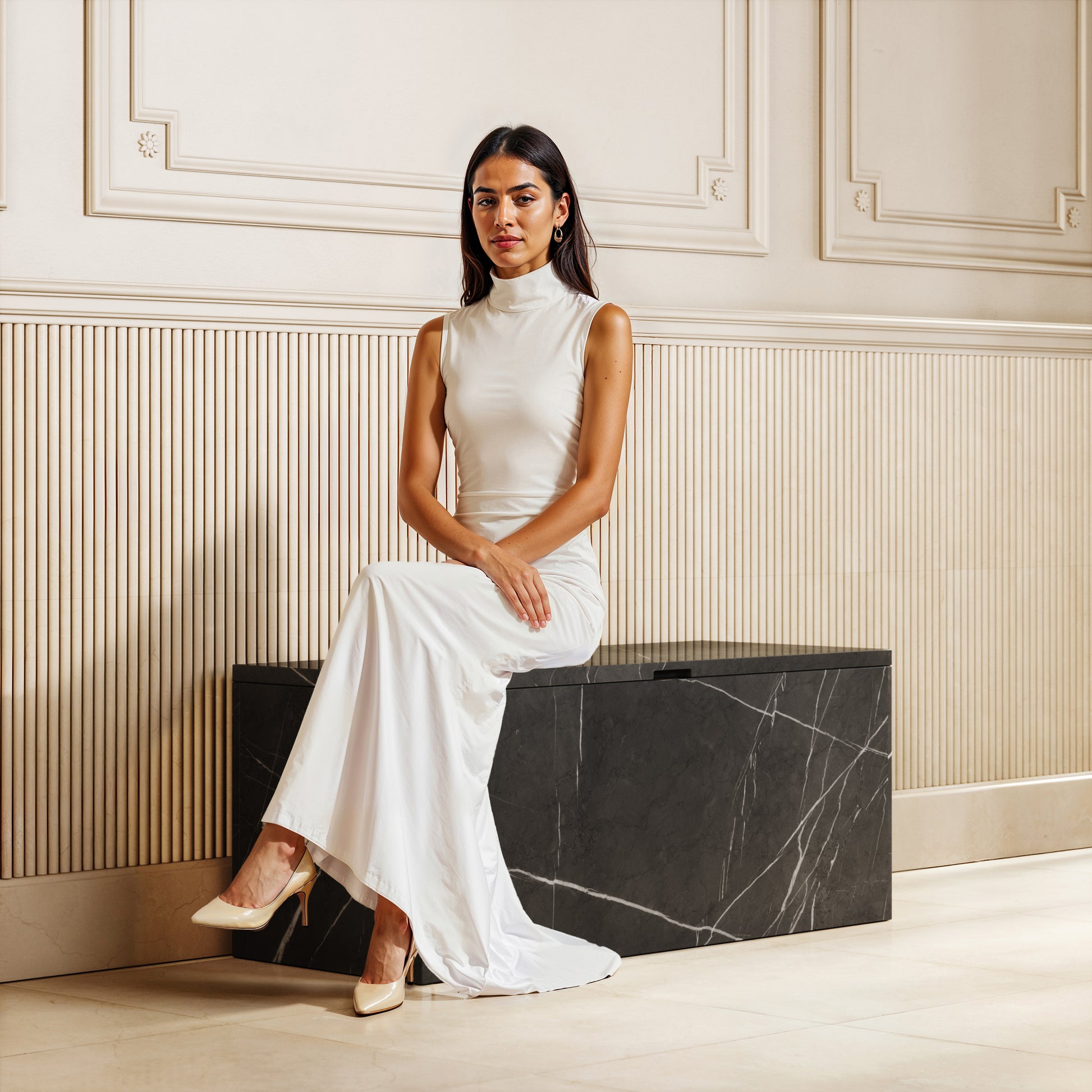 Pietra Grey Marble Ottoman Storage Box 1000mm