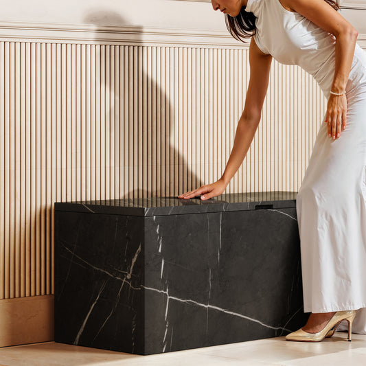 Pietra Grey Marble Ottoman Storage Box 1000mm