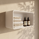 Qube Matte White Stone Curved Storage Box 600mm