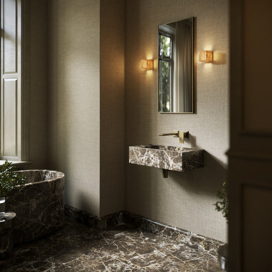 Tassilo Dark Emperador Marble Wall Hung Basin 600mm